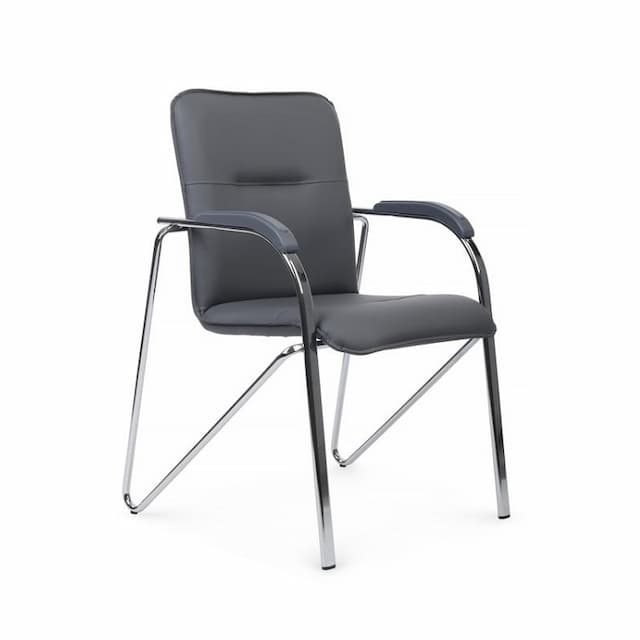 Стул с пластиковыми подлокотниками Riva Chair Самба (SMB-03H хром гальв.) серый