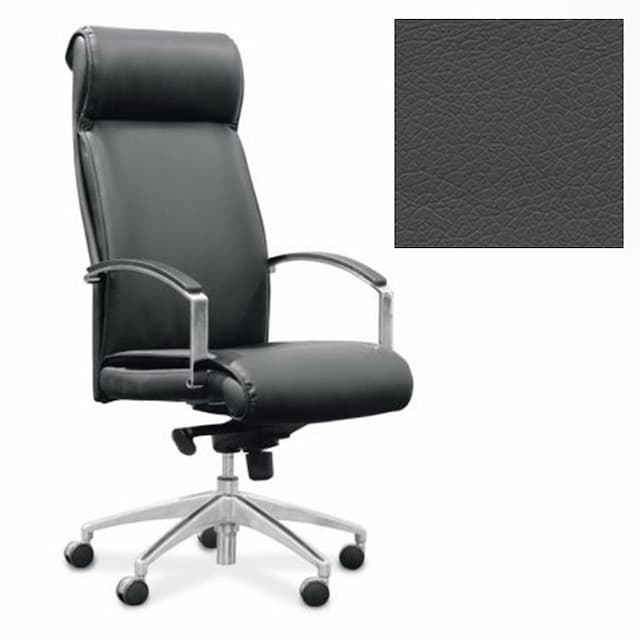 Кресло Юнитекс Аполло для руководителя экокожа премиум темно-серая CN1118