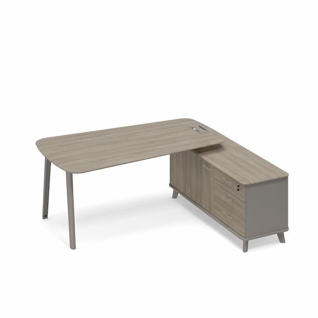 Стол руководителя на опорной тумбе правый (тип 3) Юнитекс ТМ М1 116 МП ВЛ ВЛ мокко премиум (корпус) / вяз либерти (столешница, топ, фасад)