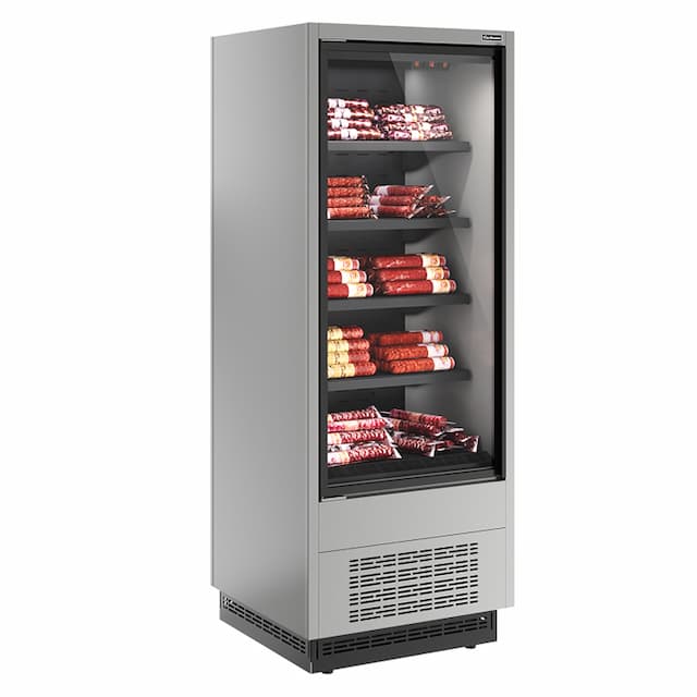 Витрина холодильная Carboma FC20-07 VV 0,7-1 0030 боковина металлическая с зеркалом (9006-9005) Cube 2 STANDARD фронт X1