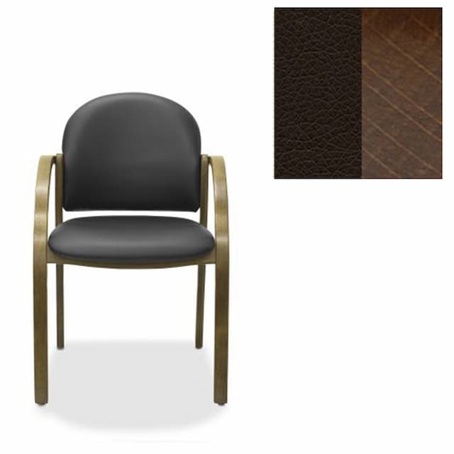 Офисный стул Юнитекс Джуно экокожа премиум тёмно-коричневая CN1113/дерево-орех